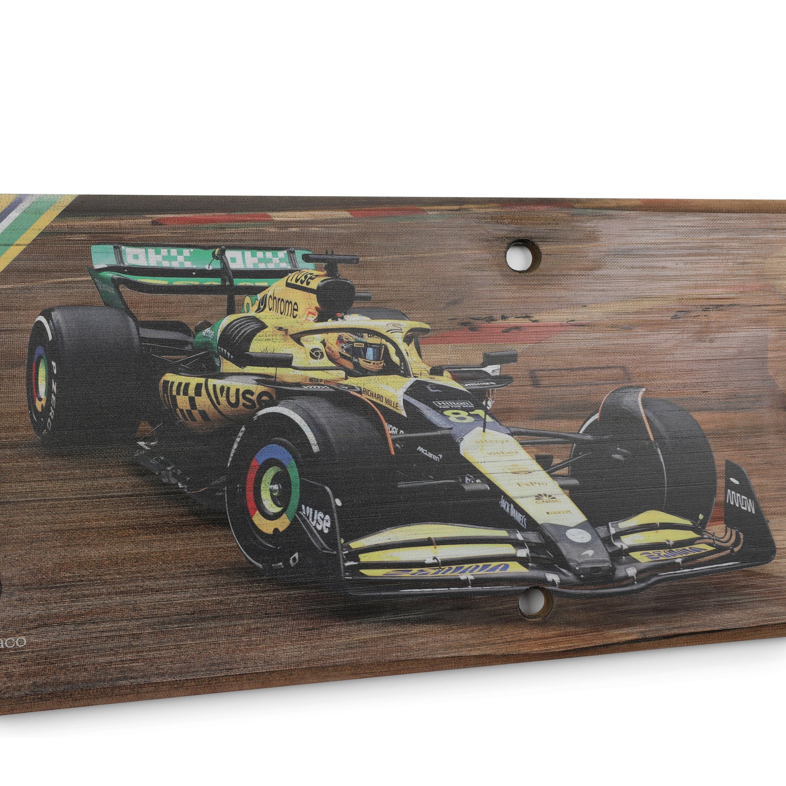 Oscar Piastri 2024 McLaren Grand Prix Used Rear Skid Plank Wall Art - Monaco GP