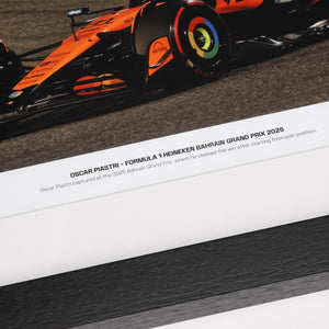 LOT 049 - Limited Edition Oscar Piastri 2025 McLaren F1 Team Signed Photo - Bahrain GP - EDITION 1