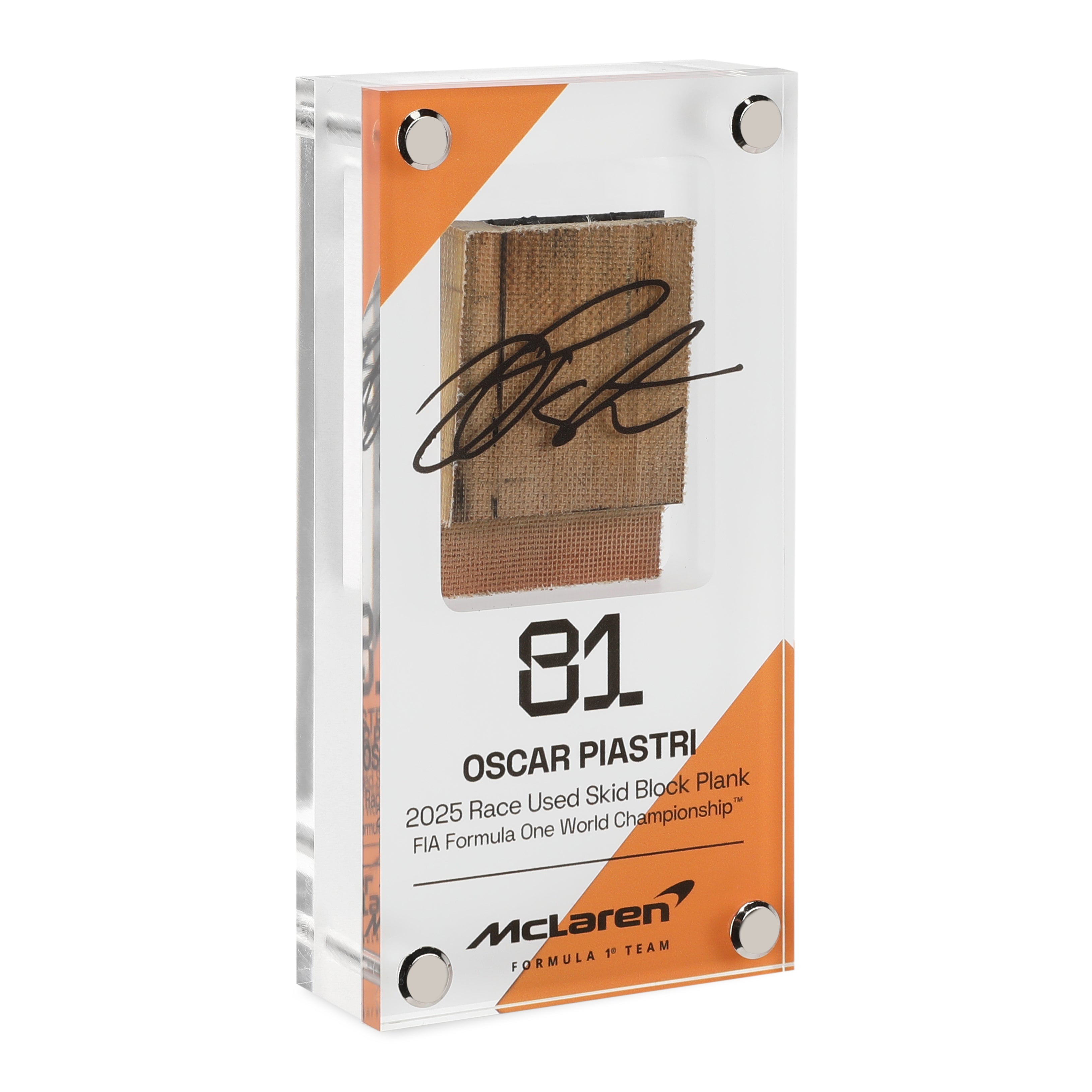 Oscar Piastri 2025 Grand Prix Used McLaren MCL39 Skid Plank Piece Acrylic