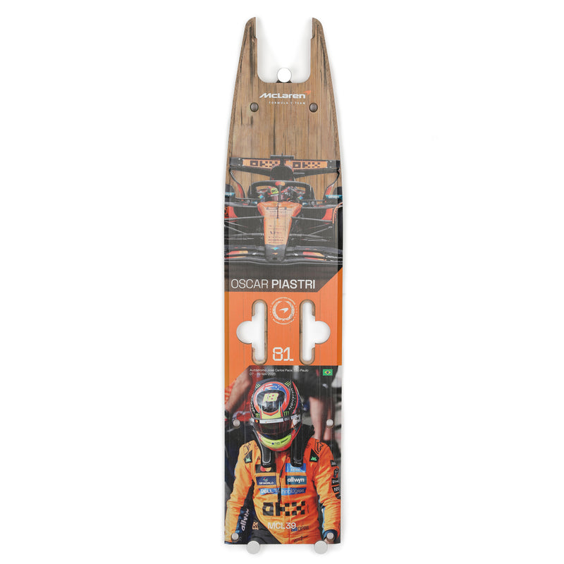 Oscar Piastri 2025 McLaren F1 Team Grand Prix Used Front Skid Plank Wall Art - Brazilian GP