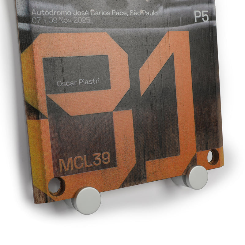 Oscar Piastri 2025 McLaren F1 Team Race Used Front Skid Plank Wall Art - Brazilian GP