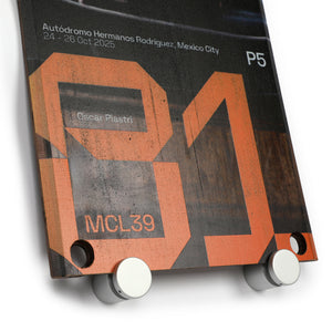 Authentic Oscar Piastri 2025 McLaren F1 Team front skid plank wall art from the Mexican Grand Prix race-used motorsport collectible