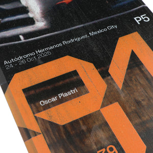 Premium Oscar Piastri 2025 McLaren F1 Team race-used front skid plank wall art from the Mexican Grand Prix for collectors