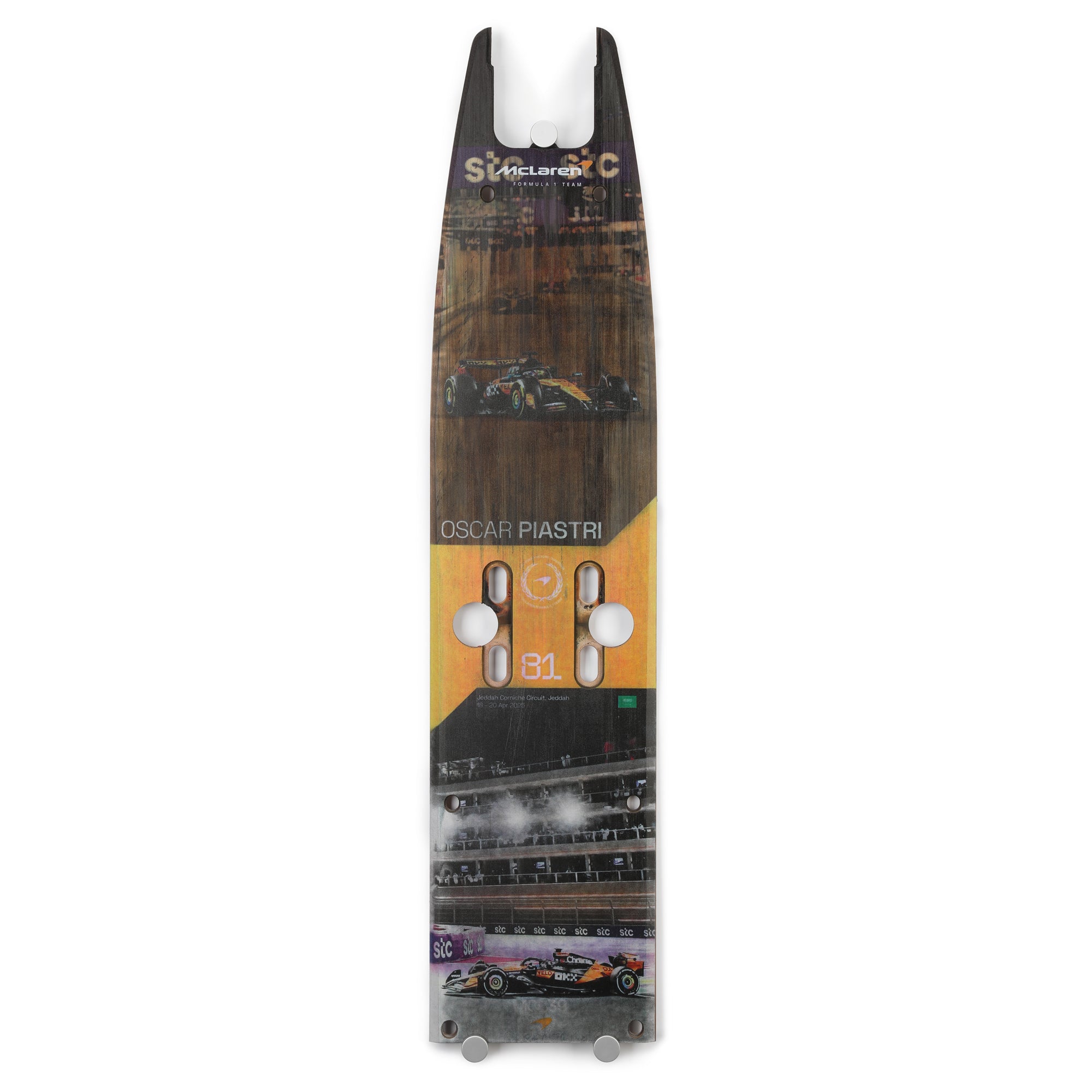 Oscar Piastri 2025 McLaren Team Grand Prix Used Front Skid Plank Wall Art Saudi Arabian GP
