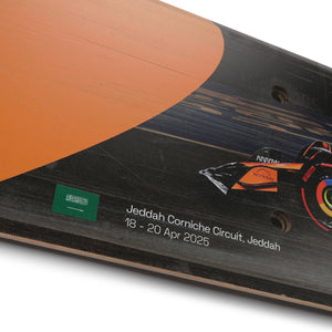 Oscar Piastri 2025 McLaren F1 Team Saudi Arabian Grand Prix-used rear skid plank wall art, authentic Formula 1 race-used memorabilia for collectors