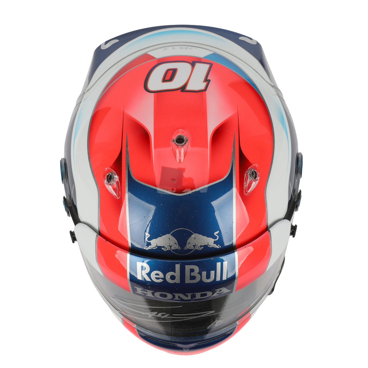 LOT 001 - Pierre Gasly Signed 2018 Race Used Red Bull Toro Rosso Honda Helmet