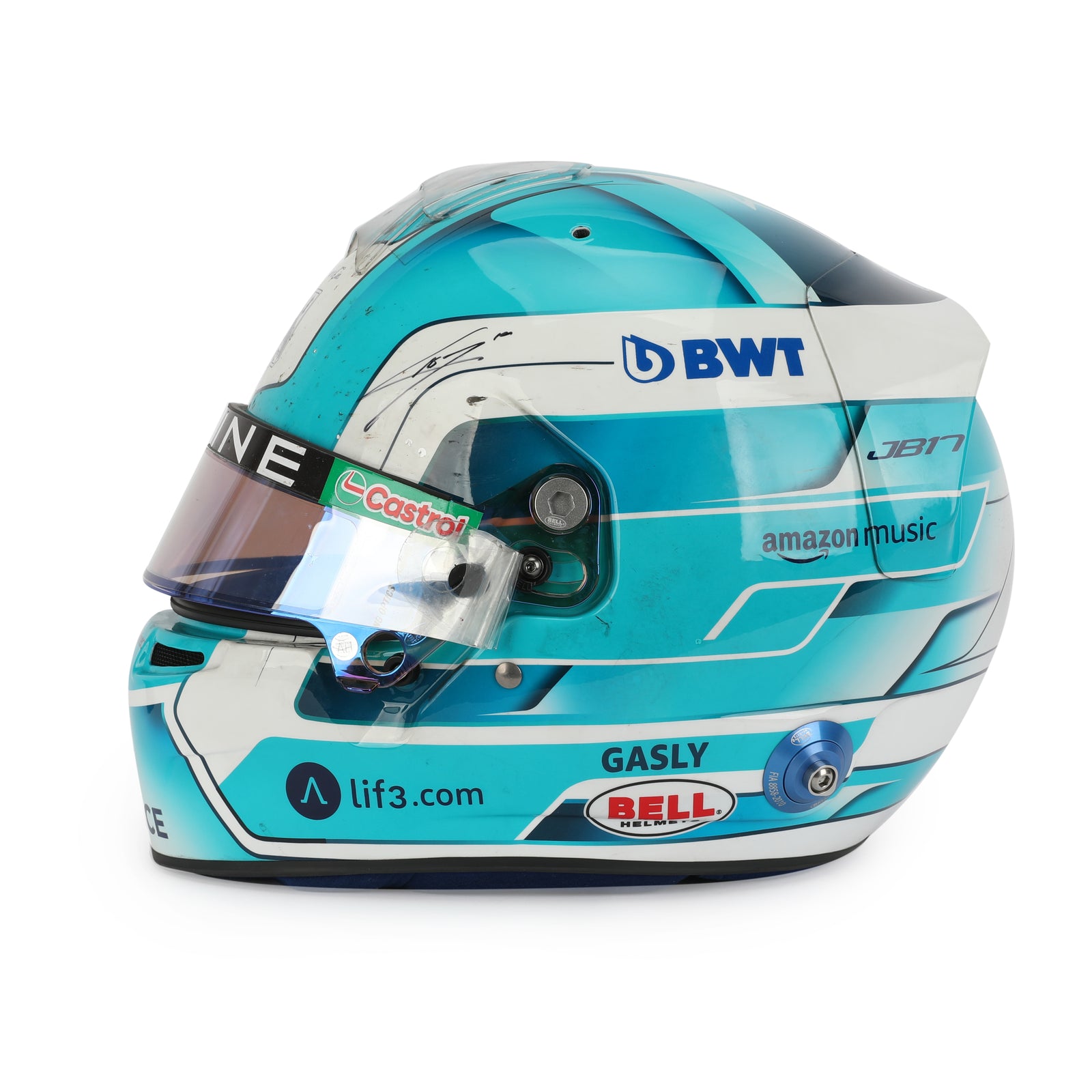 LOT 024 - Pierre Gasly Signed 2024 BWT Alpine F1 Team Race Used Helmet - Abu Dhabi GP