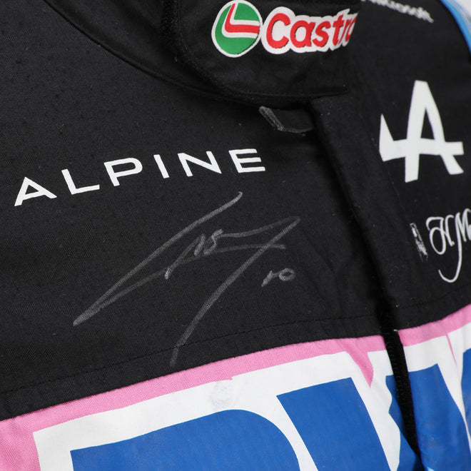 LOT 528 - Pierre Gasly Signed 2024 Alpine F1 Team Suit - Las Vegas GP Used