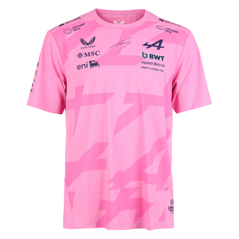 Pierre Gasly Signed 2025 BWT Alpine Formula One Team Official Driver T-Shirt