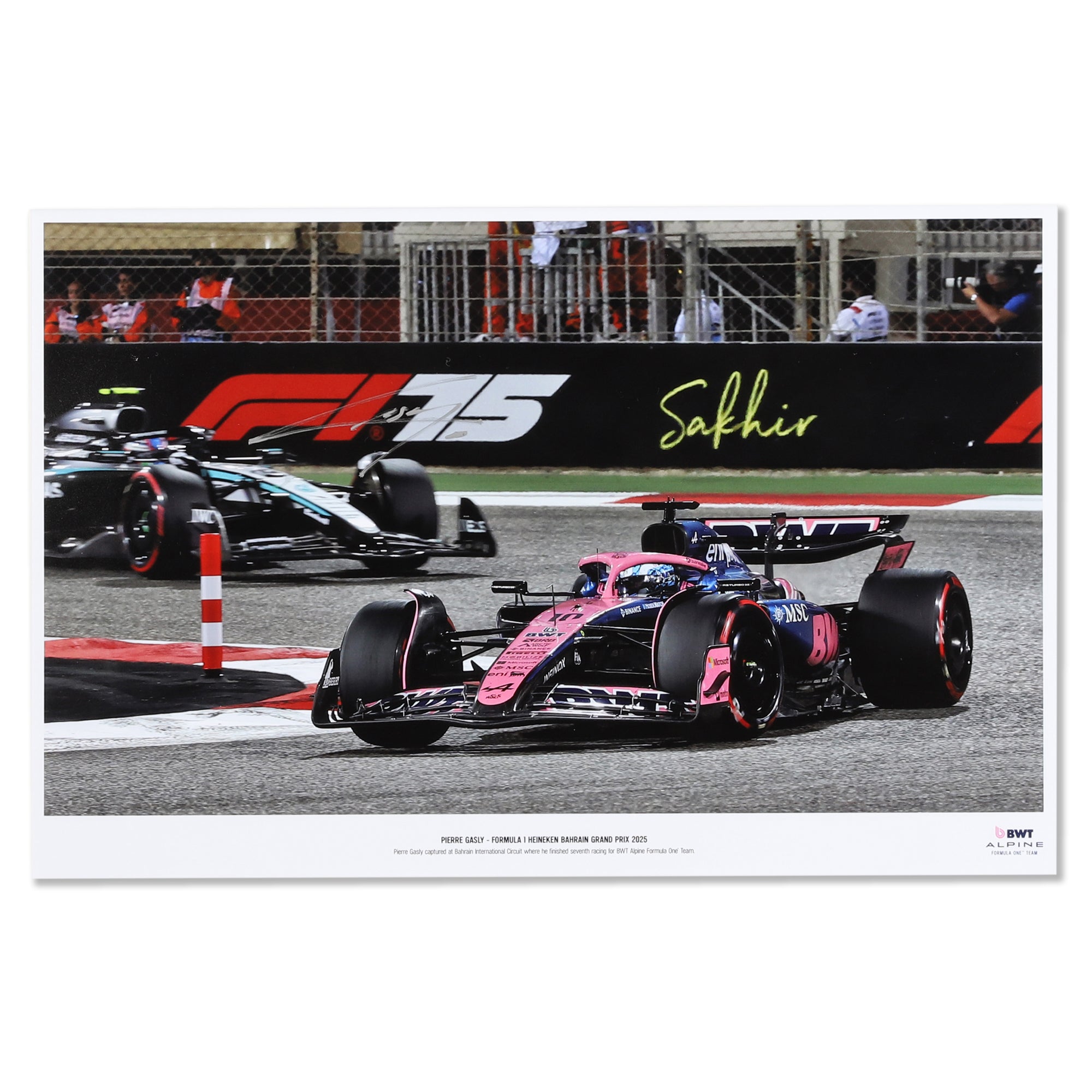 Pierre Gasly Signed 2025 BWT Alpine Formula One™ Team Print Bahrain GP
