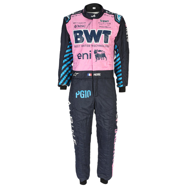 The Miami Auction LOT 009 - Pierre Gasly Signed 2025 race Used BWT Alpine Formula one Team Suit - Austin GP
