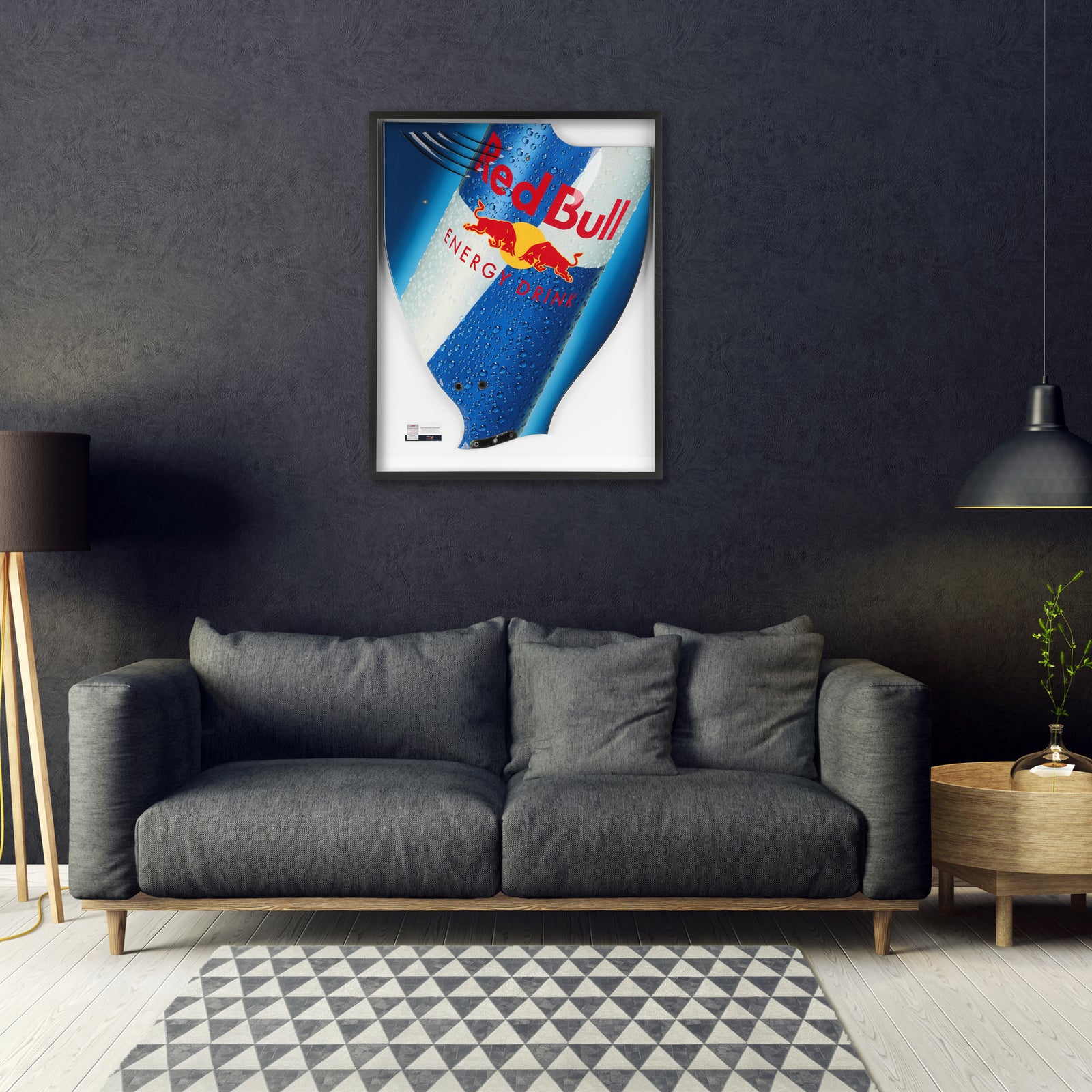 2009 Red Bull Racing RB5 left-hand rear wing endplate featuring Red Bull branding, authentic Formula 1 Grand Prix-used bodywork and motorsport memorabilia