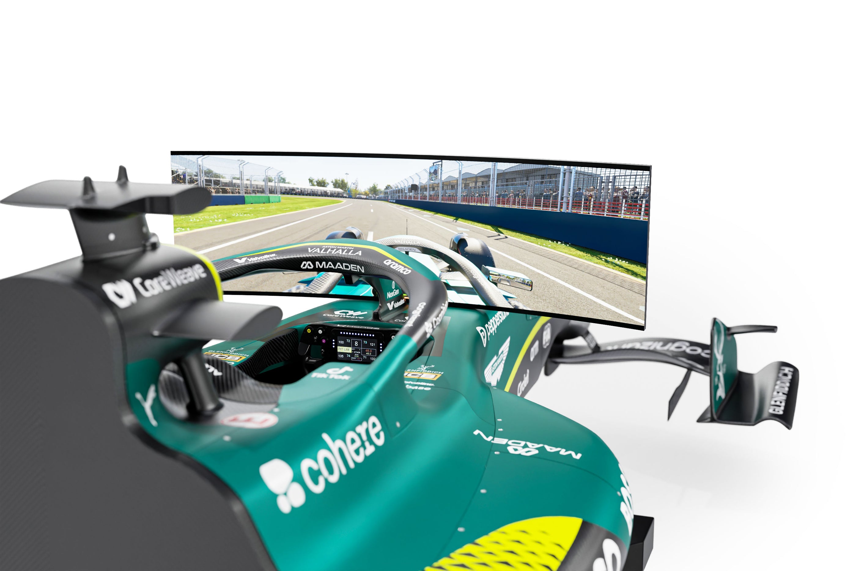Aston Martin F1 Team simulator 2026 premium racing cockpit immersive driving simulation display