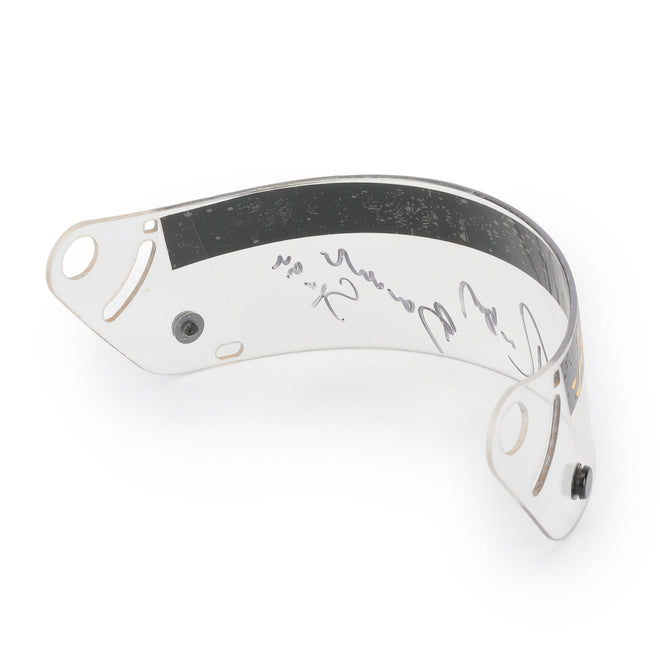 LOT 750 - Rubens Barichello Signed 1994 Sasol Jordan Grand Prix Used Helmet Visor - Belgian GP