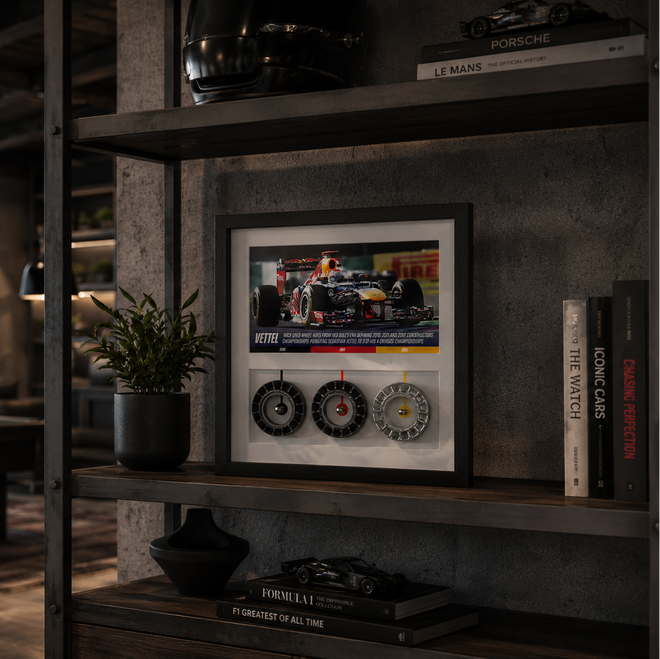 Sebastian Vettel Framed Grand Prix Used Red Bull Racing Wheel Nuts
