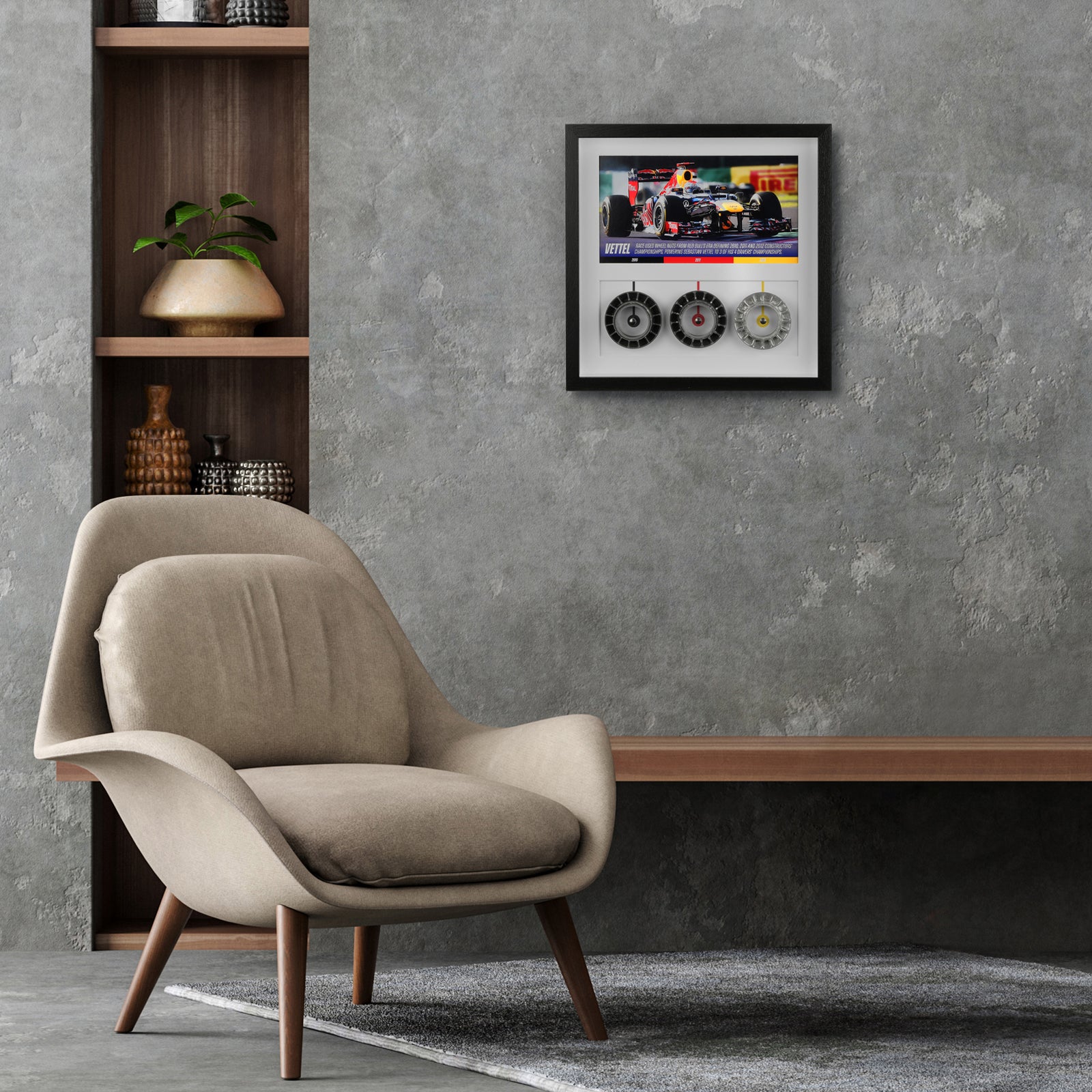 Sebastian Vettel Framed Grand Prix Used Red Bull Racing Wheel Nuts