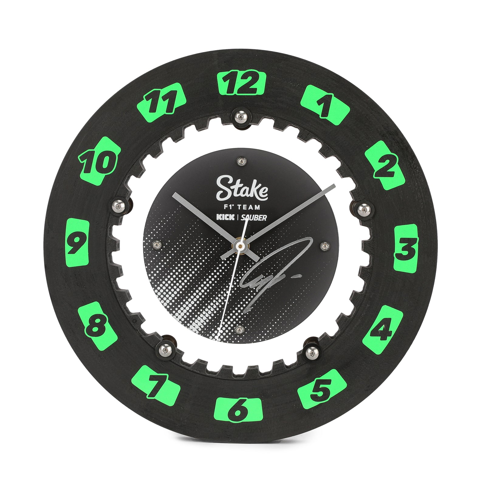 Gabriel Bortoleto Signed 2025 Stake F1 Team Kick Sauber Brake Disc Clock