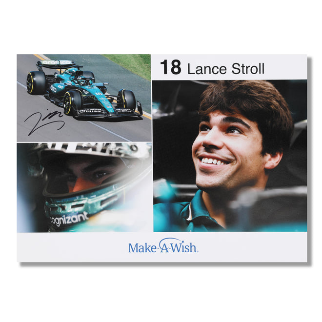 LOT 609 - Lance Stroll 2024 Aston Martin Aramco Signed Poster  - Make A Wish