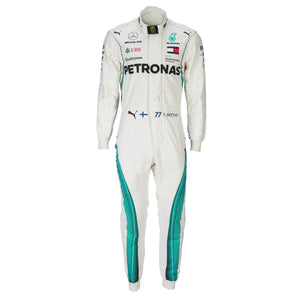 Valtteri Bottas 2018 Mercedes-AMG Petronas Grand Prix-used race suit from the Singapore Grand Prix, authentic Formula 1 race-worn memorabilia and premium collector display