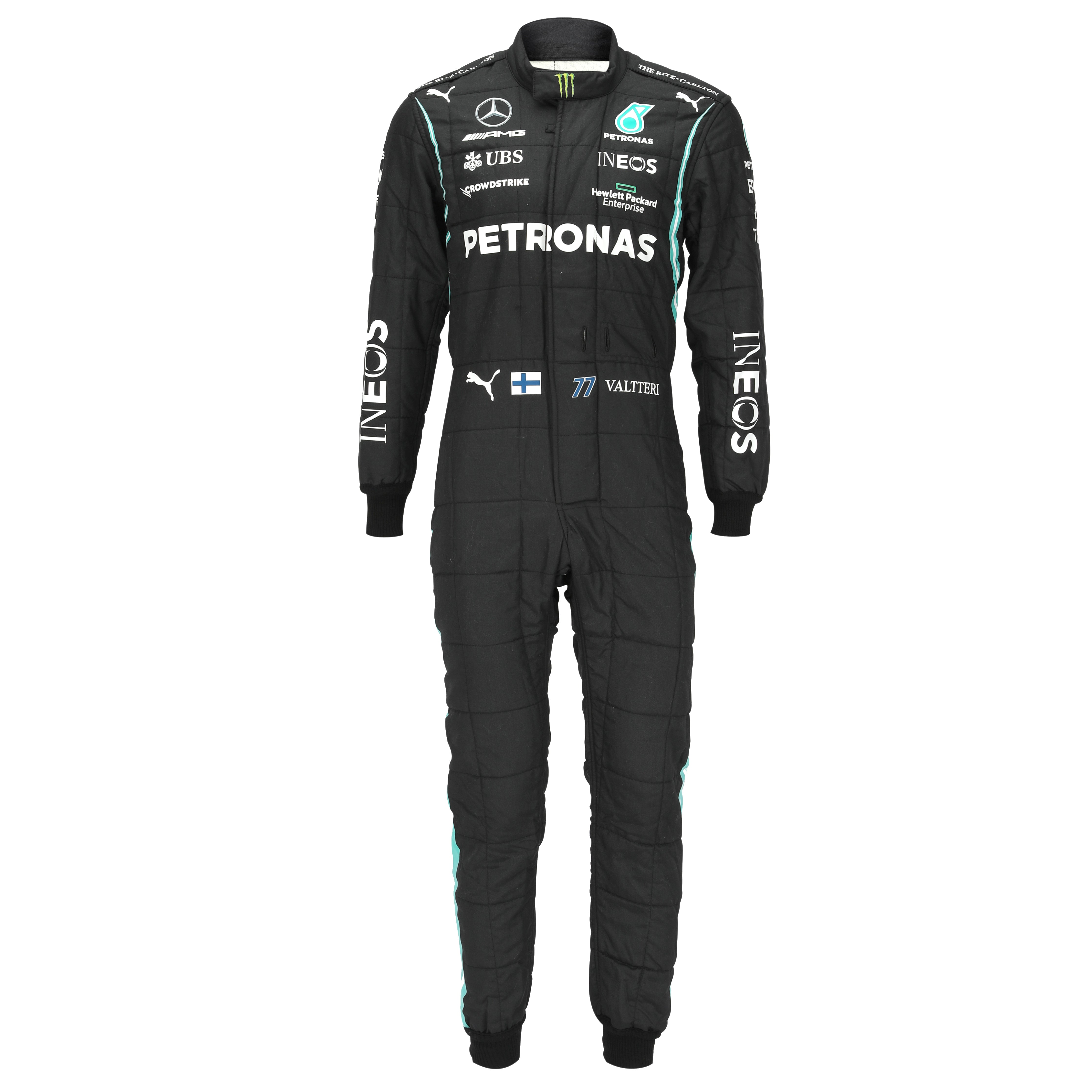 Austin Auction LOT 003 Valtteri Bottas 2021 Race Weekend Used Mercedes AMG Petronas Team Race Suit Imola