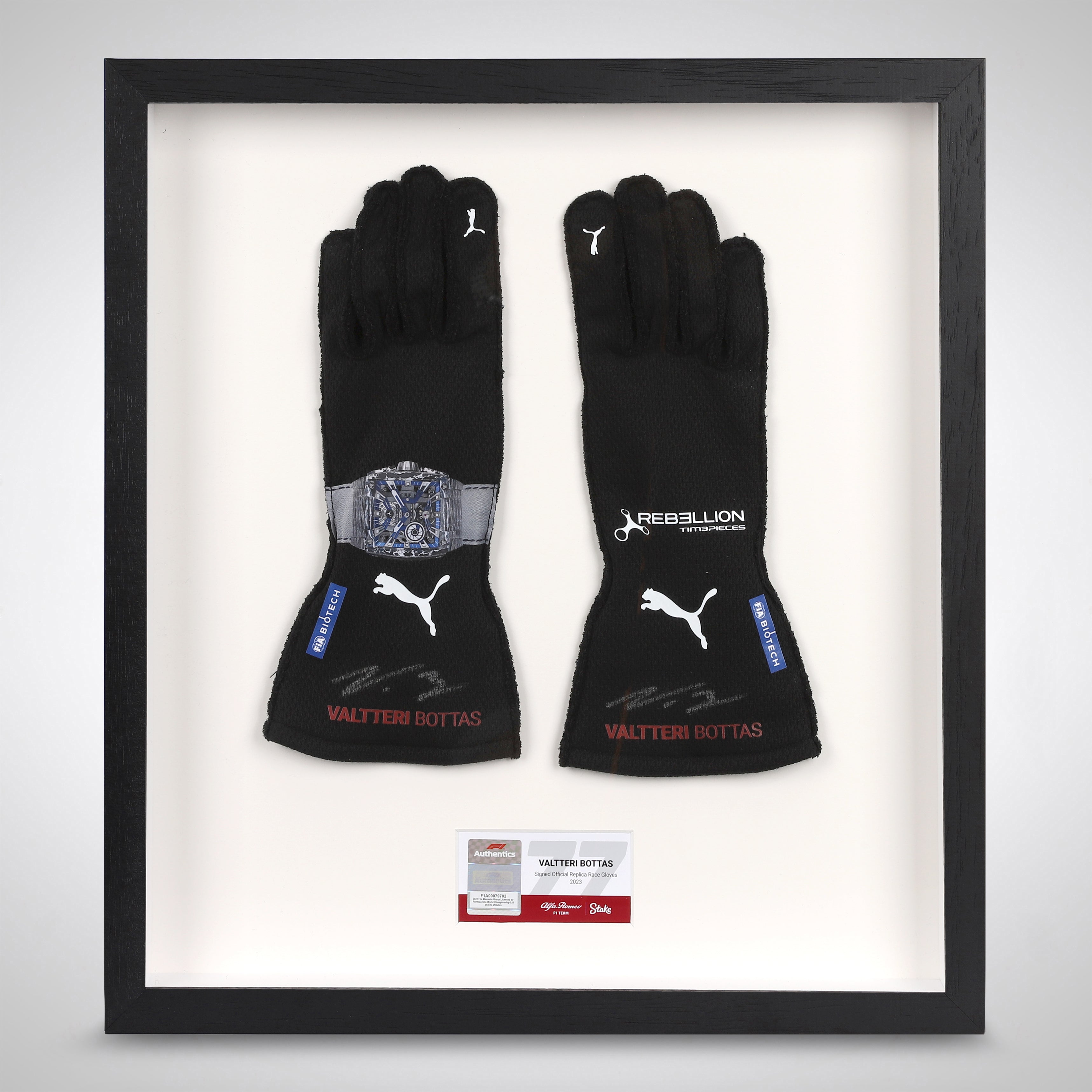 Officially Licensed 2023 Signed Alfa Romeo F1 Team Stake Gloves - Valtteri Bottas Edition