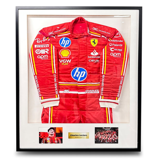 The Austin Auction LOT 011 - Charles Leclerc 2024 Race Used Suit - Framed