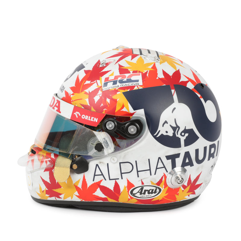 Yuki Tsunoda 2023 AlphaTauri Formula 1 race-worn helmet used at the Bahrain Grand Prix, premium motorsport memorabilia for collectors