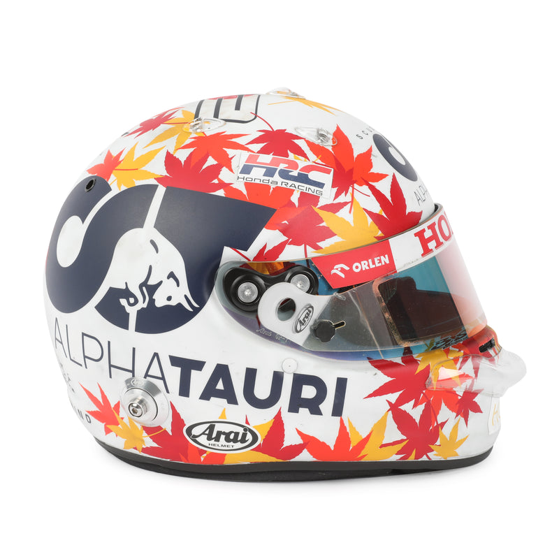2023 Bahrain Grand Prix Yuki Tsunoda race-worn AlphaTauri helmet, authentic Formula 1 memorabilia and collector display piece