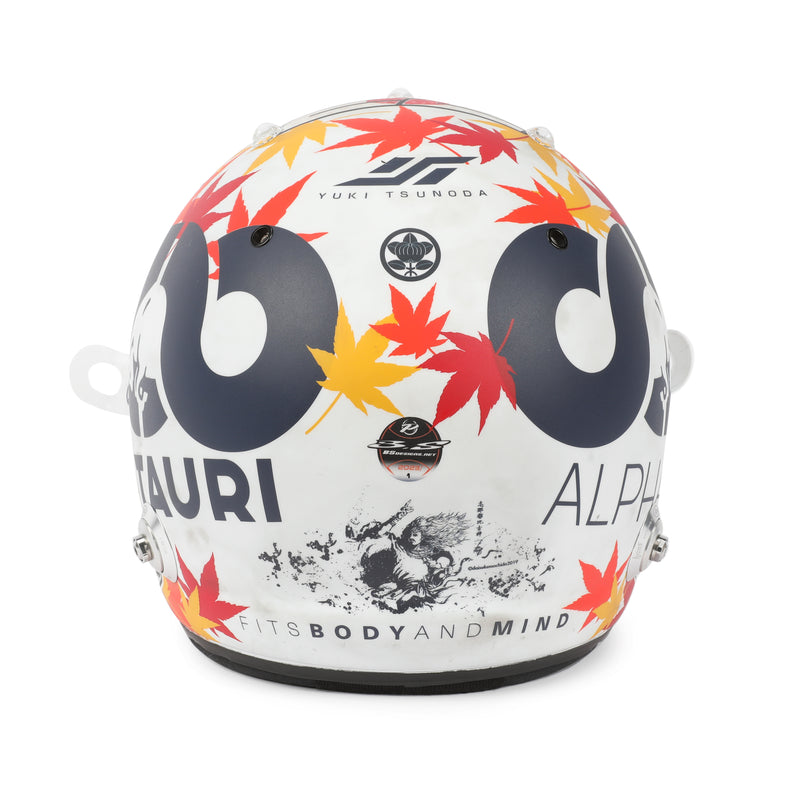 Authentic AlphaTauri race-worn helmet worn by Yuki Tsunoda during the 2023 Bahrain Grand Prix, premium Formula 1 collector item