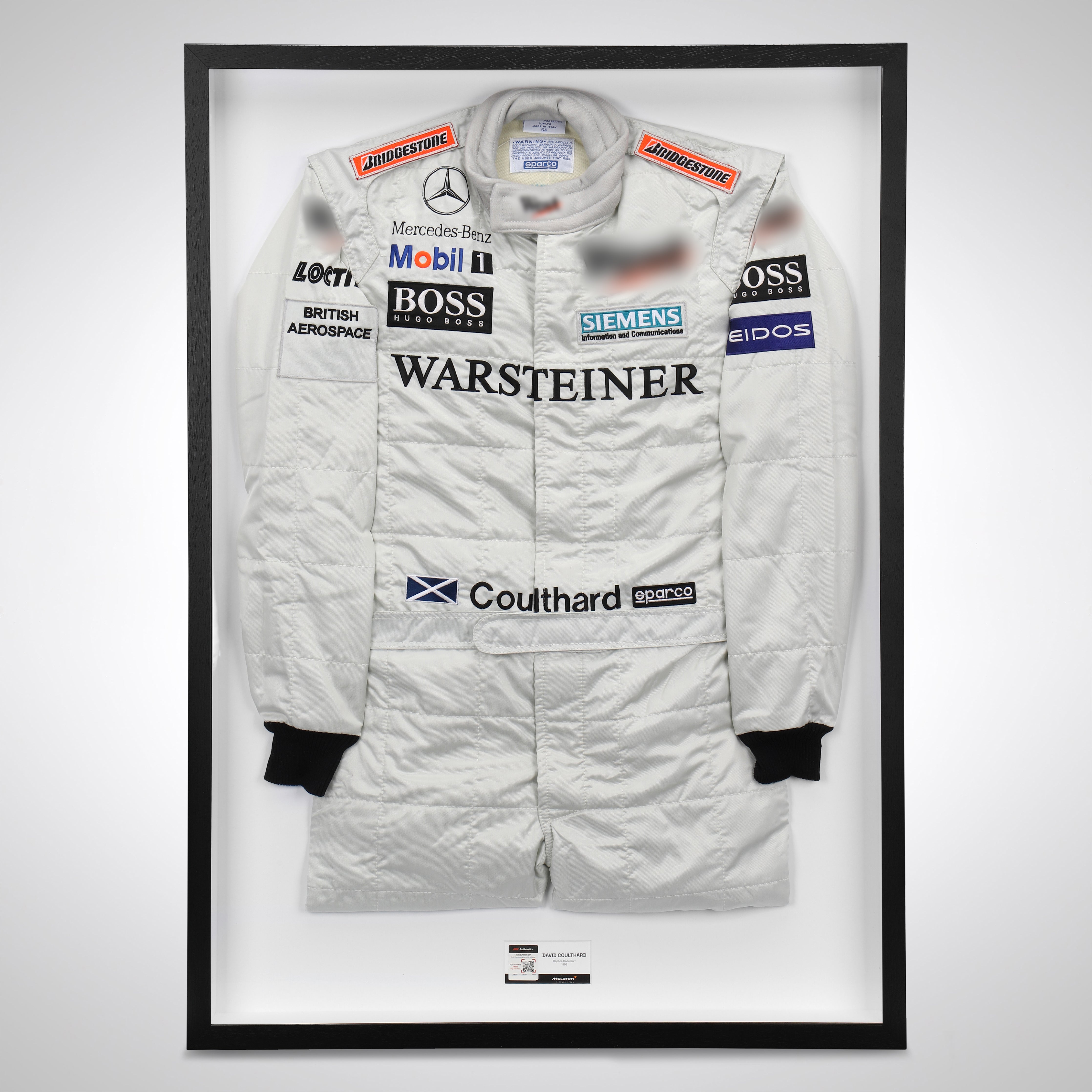 David Coulthard 1998 Replica McLaren F1 Team Race Suit with Warsteiner and Siemens Branding