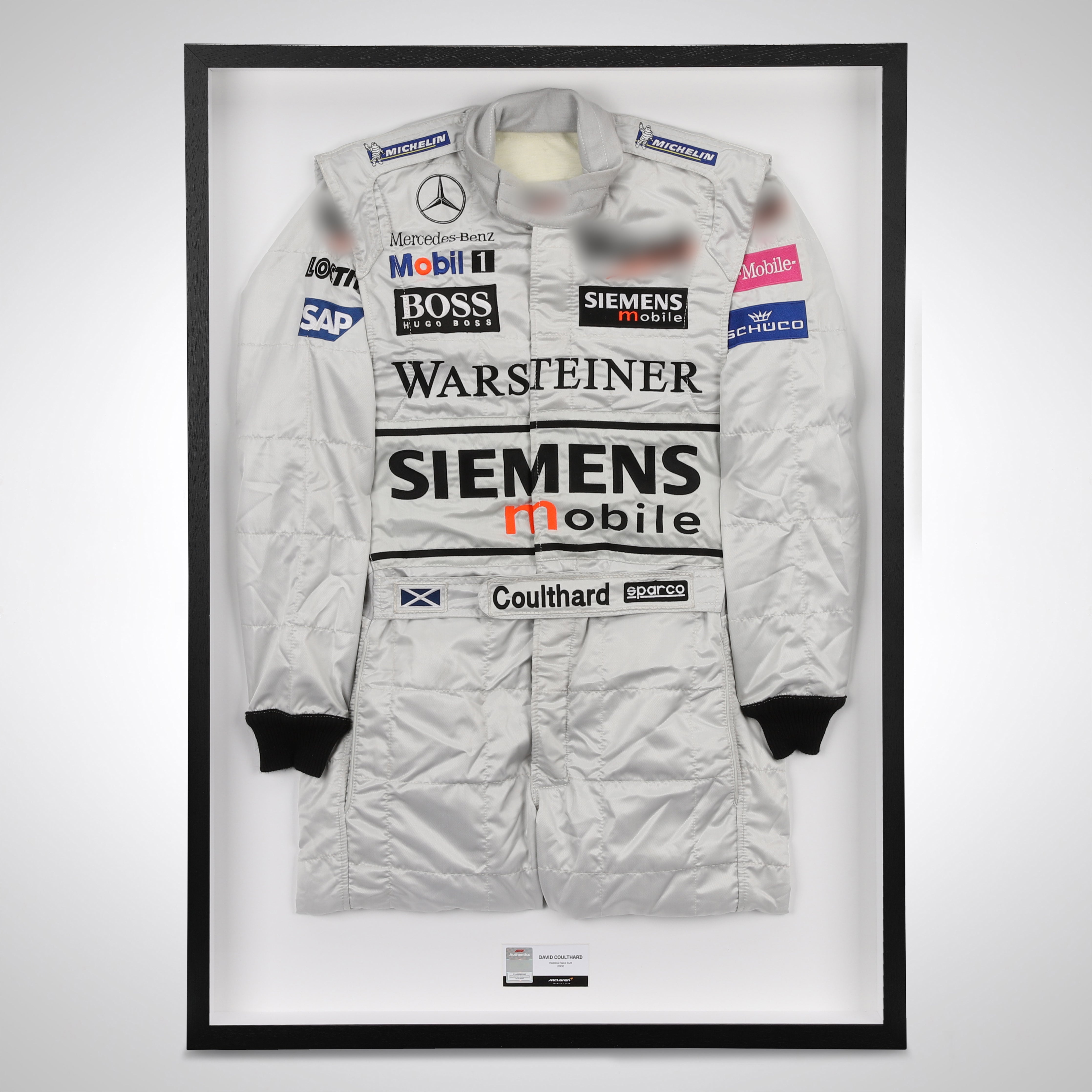 David Coulthard 2002 Replica McLaren F1 Team Race Suit with Warsteiner and Siemens Branding