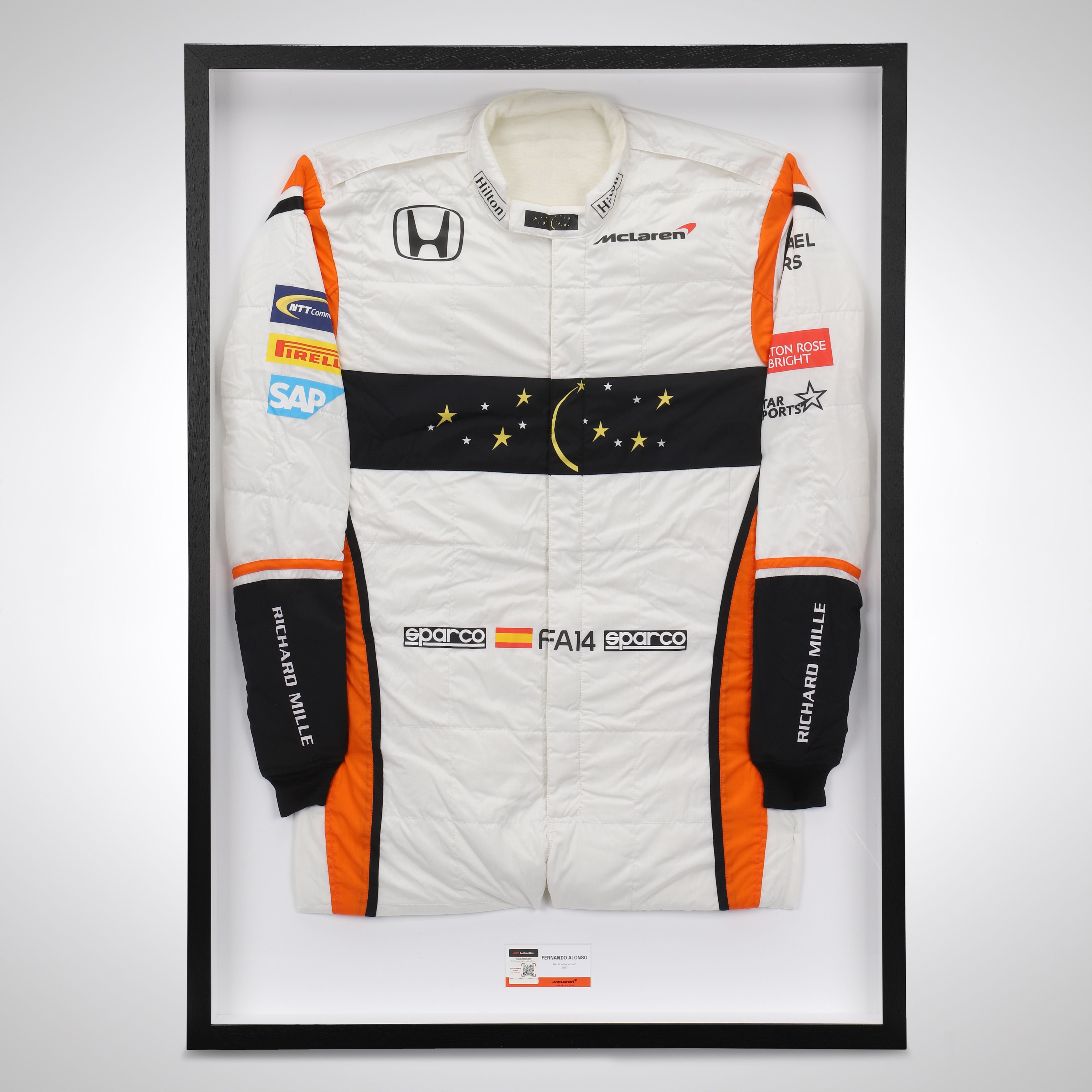 Fernando Alonso 2017 Replica McLaren F1 Team Race Suit with Chandon Star Branding