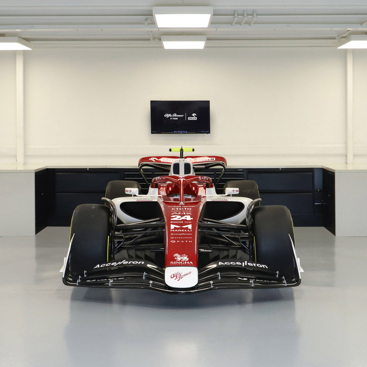 Alfa Romeo C42 2022 Azerbaijan Grand Prix livery show car, full-size Formula 1-inspired display vehicle for motorsport enthusiasts