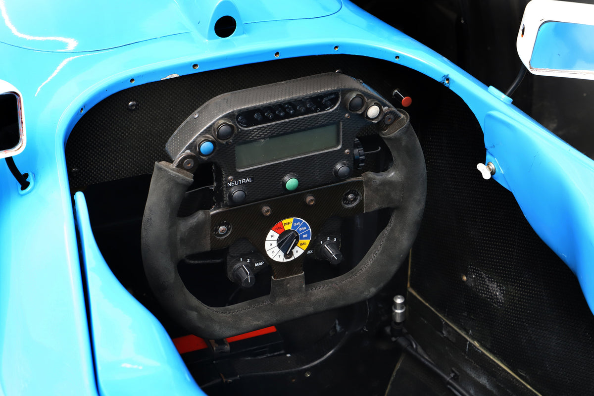 Authentic Benetton B198 1998 race car powered by a Judd GV 4.2 engine, iconic Formula 1 collector vehicle