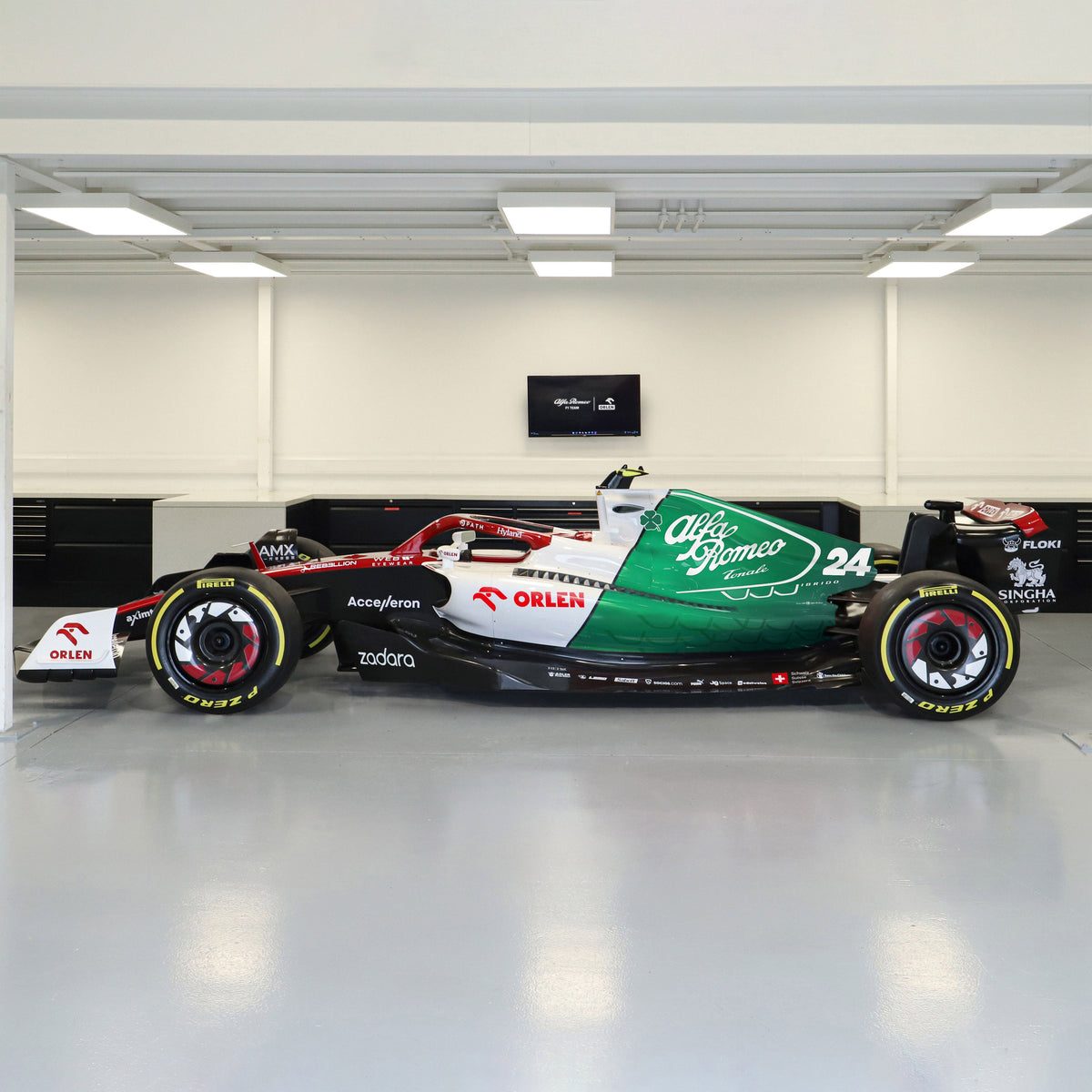 2022 Alfa Romeo C42 full-size Formula 1 show car with Azerbaijan Grand Prix livery, premium collector display and exhibition piece