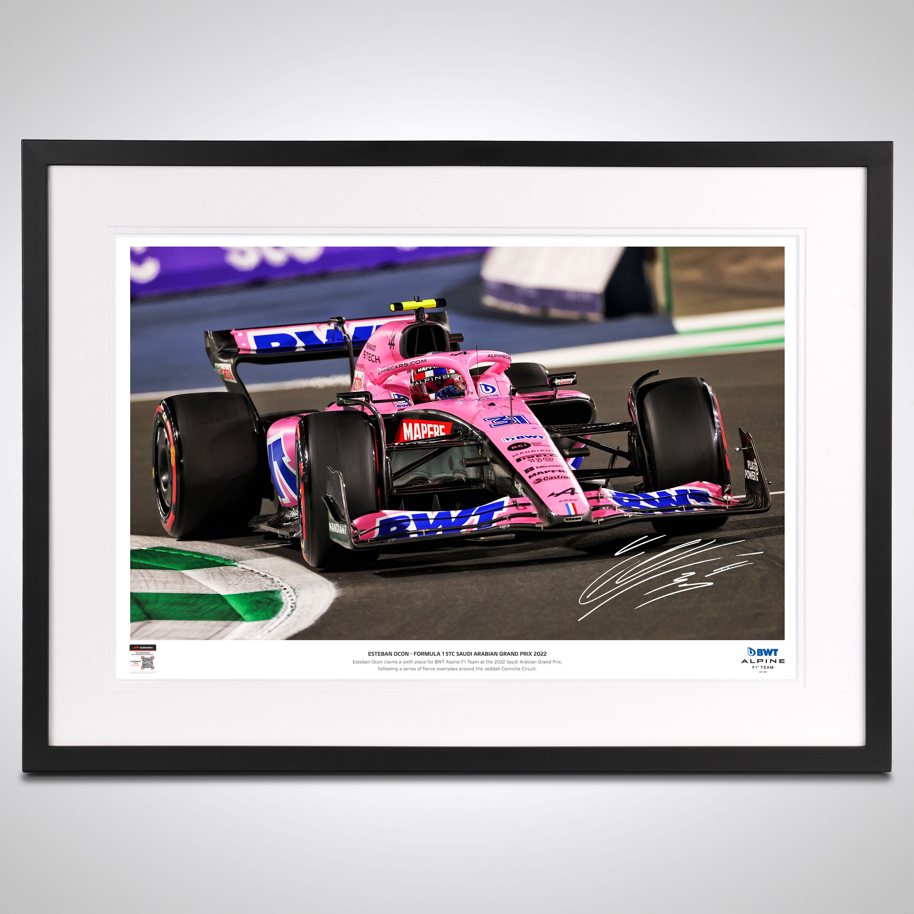 Esteban Ocon 2022 Signed Photo – Saudi Arabian GP