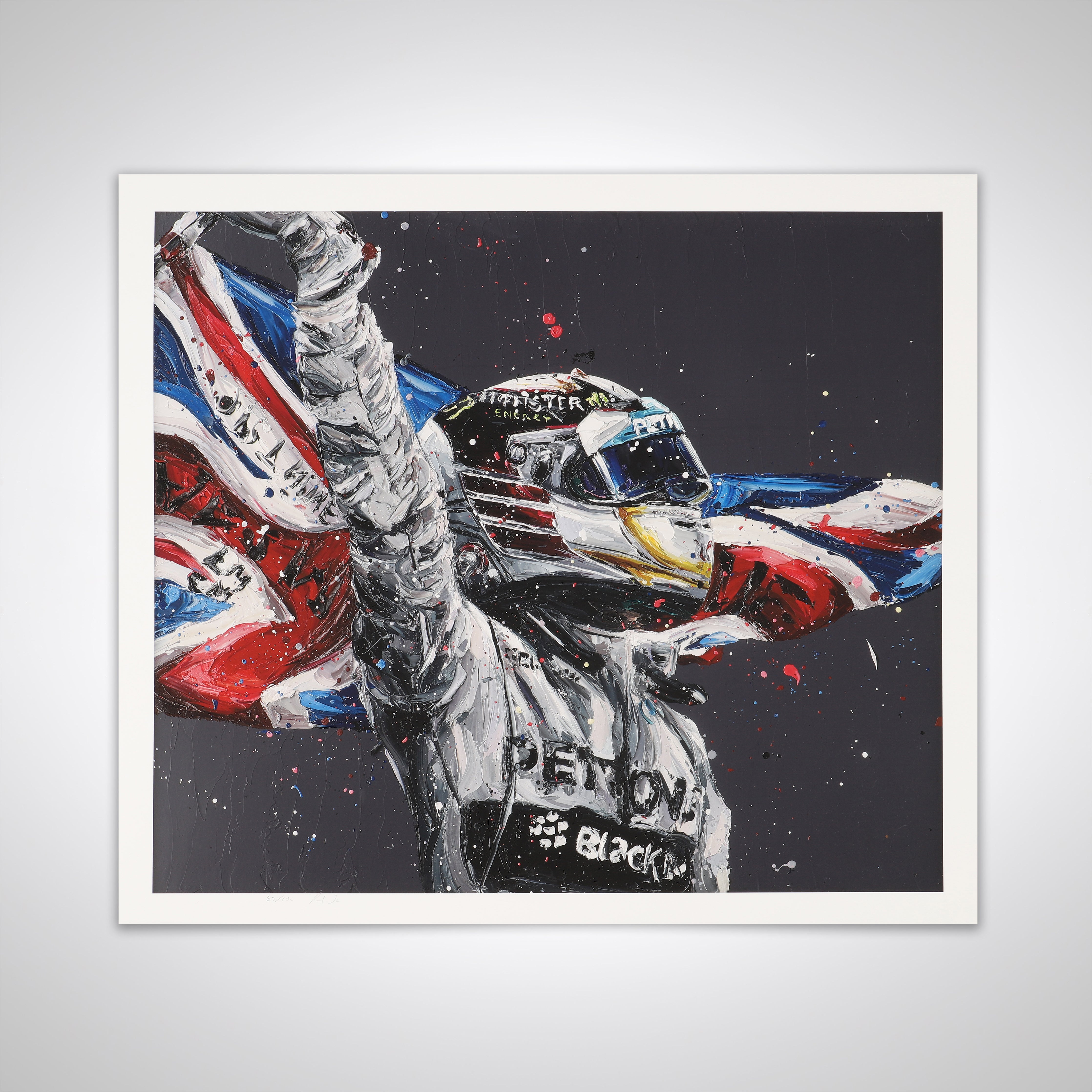 Paul Oz Lewis Hamilton 'British Flag' Print - Paul Oz