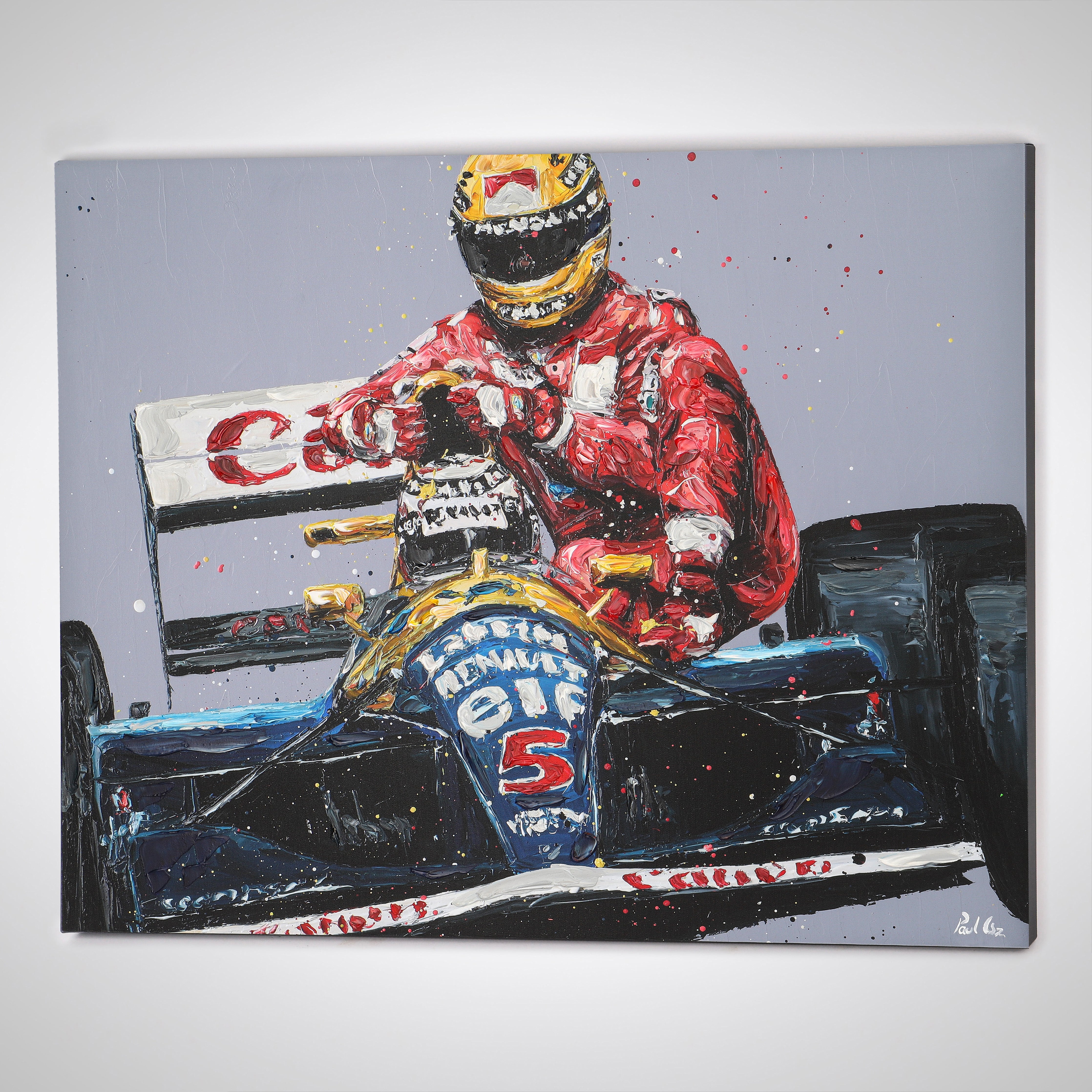 Senna and Mansell 'Taxi Ride' Hand Embellished Artwork - Paul Oz