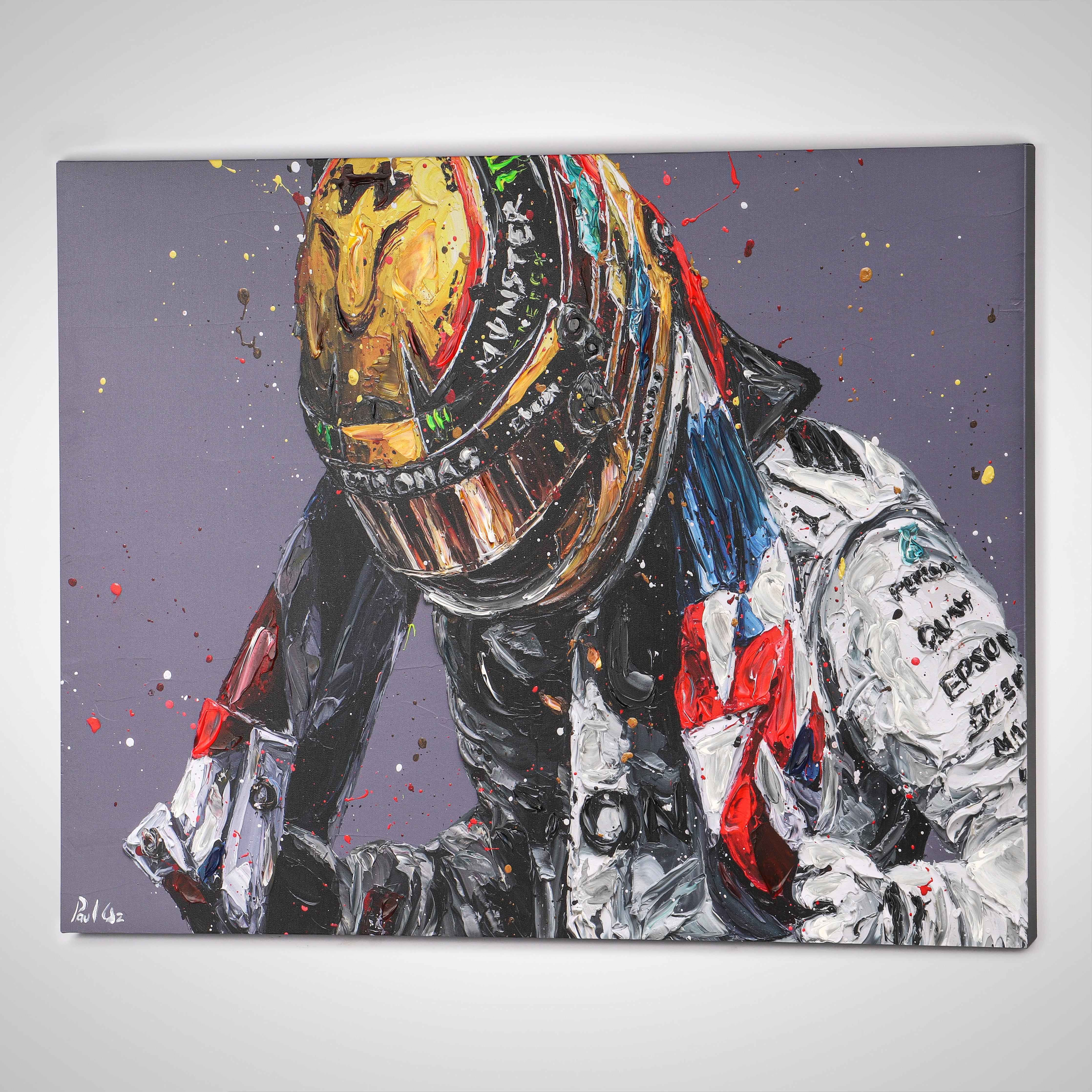 Lewis Hamilton 'Union III Flag' Hand Embellished Canvas - Paul Oz