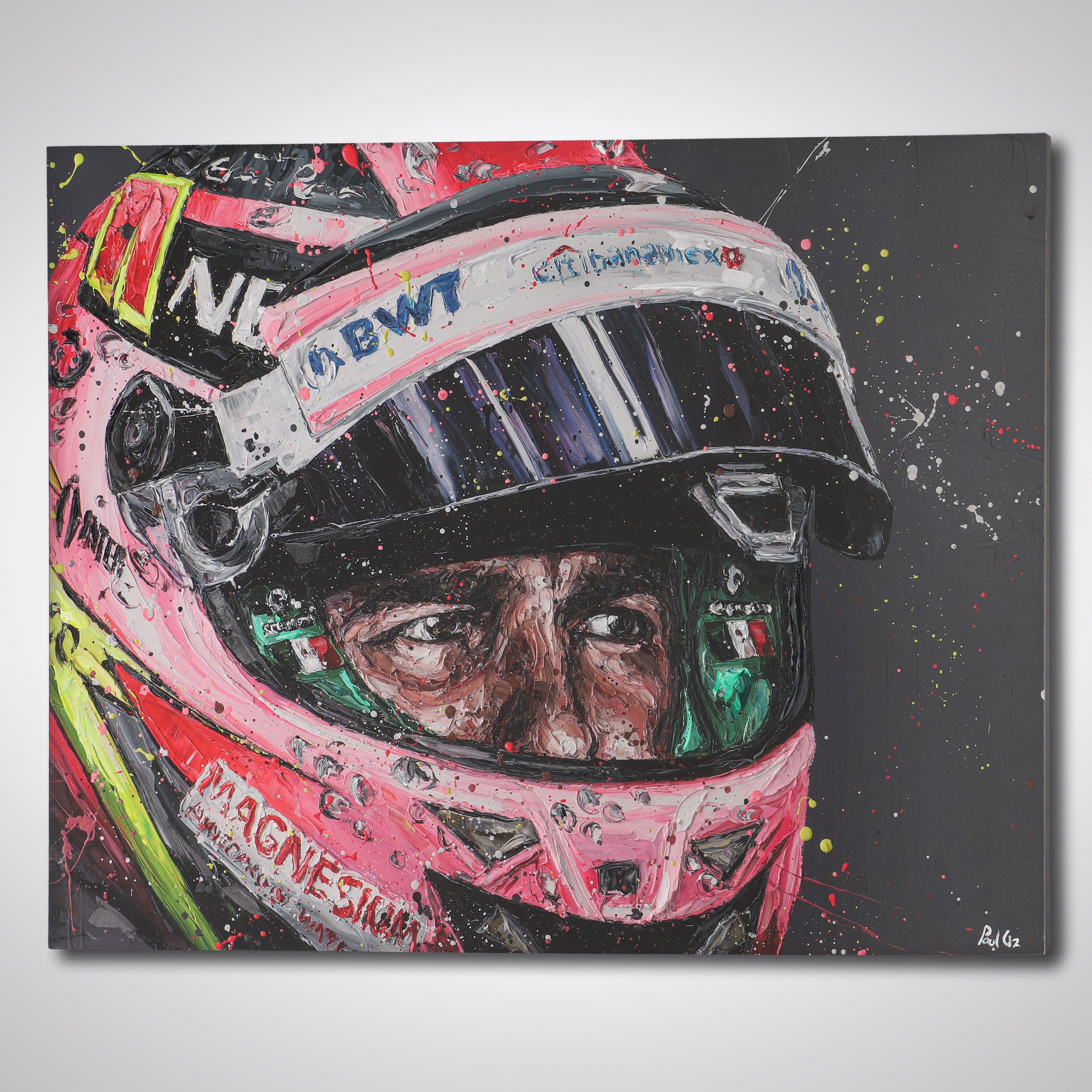 Sergio Pérez 2015 'Helmet' Hand Embellished Canvas - Paul Oz