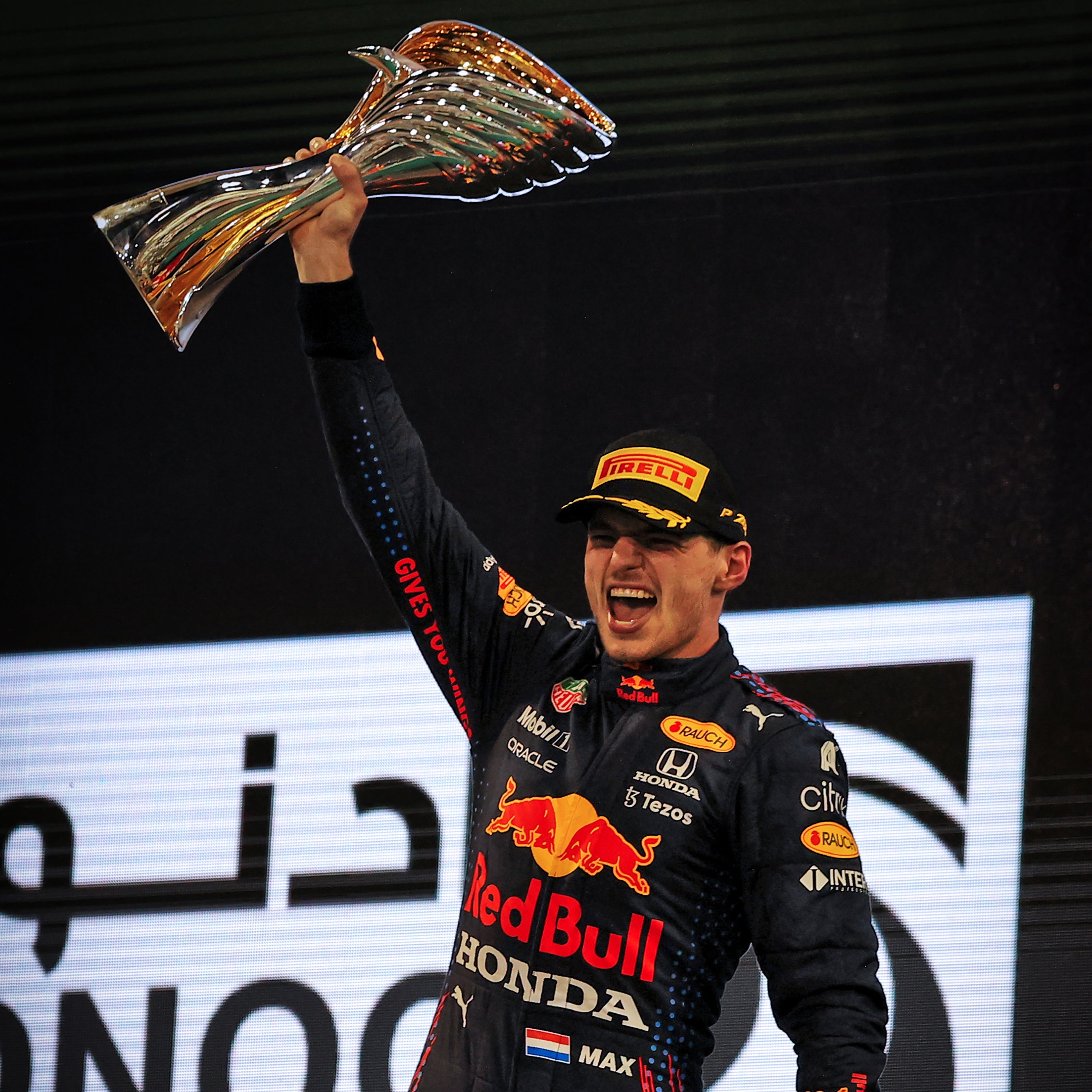 Max Verstappen 2021 'World Champion Podium Trophy' Print - Abu Dhabi GP
