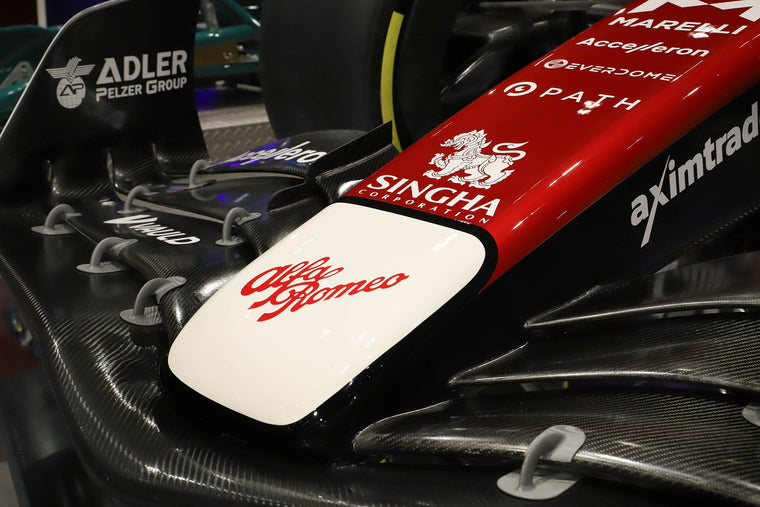 2022 Alfa Romeo C42 Formula 1 show car, full-size collector display vehicle celebrating the sleek design of the Alfa Romeo F1 Team race car